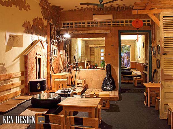 trang trí quán cafe bằng gỗ